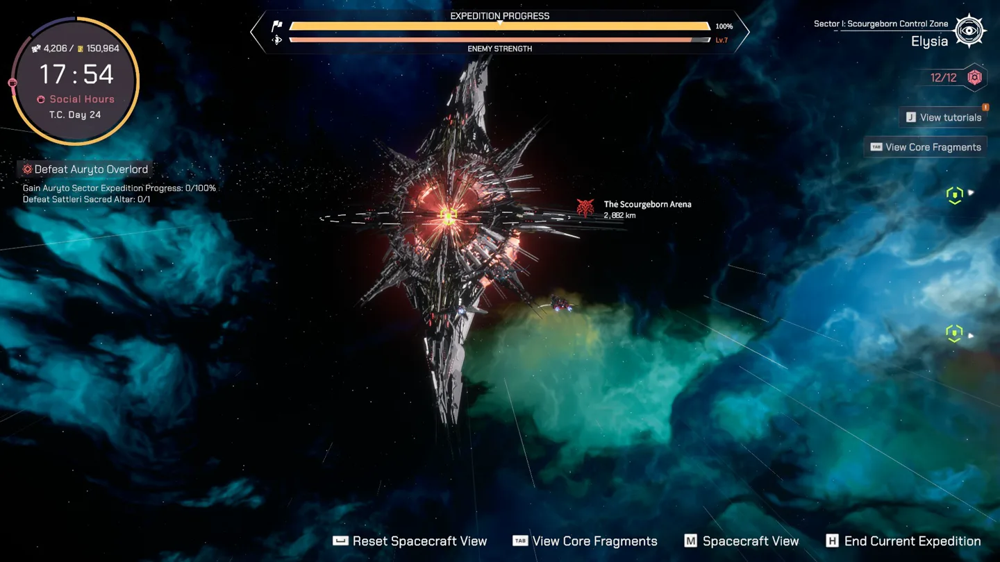 Current Elysia expedition status screen